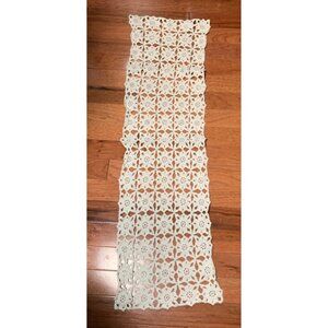Handmade Cream Crochet Lace Table Runner 34"x10" Floral Pattern Cotton Home